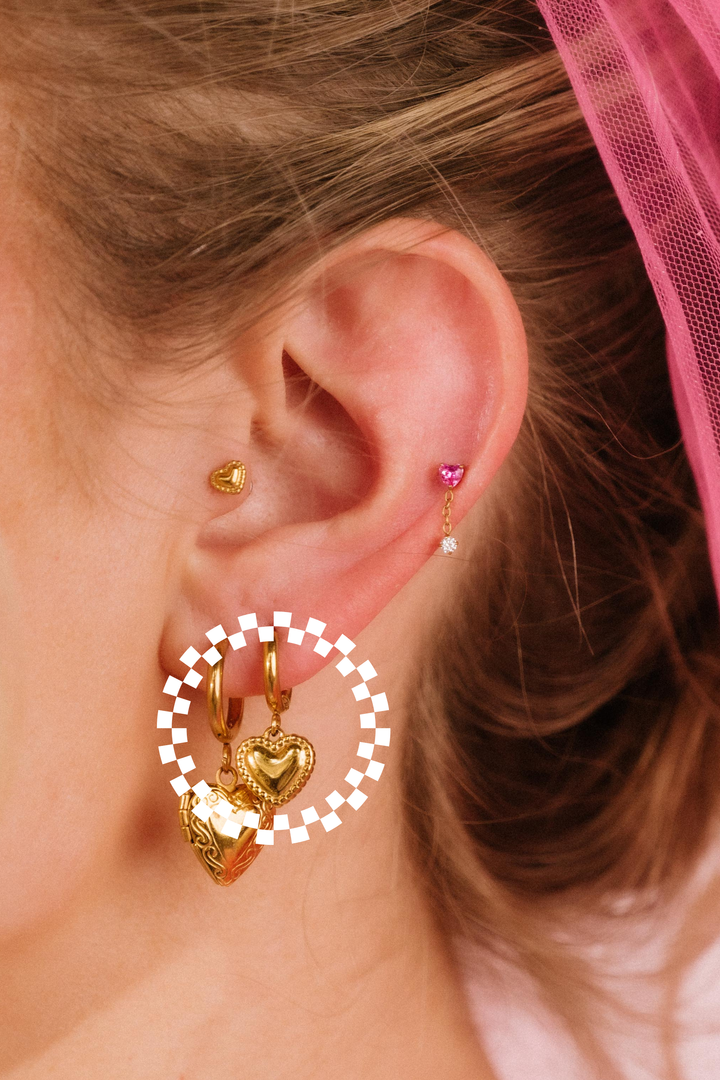 Pillow Heart Charm Hoops