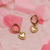 Pillow Heart Charm Hoops