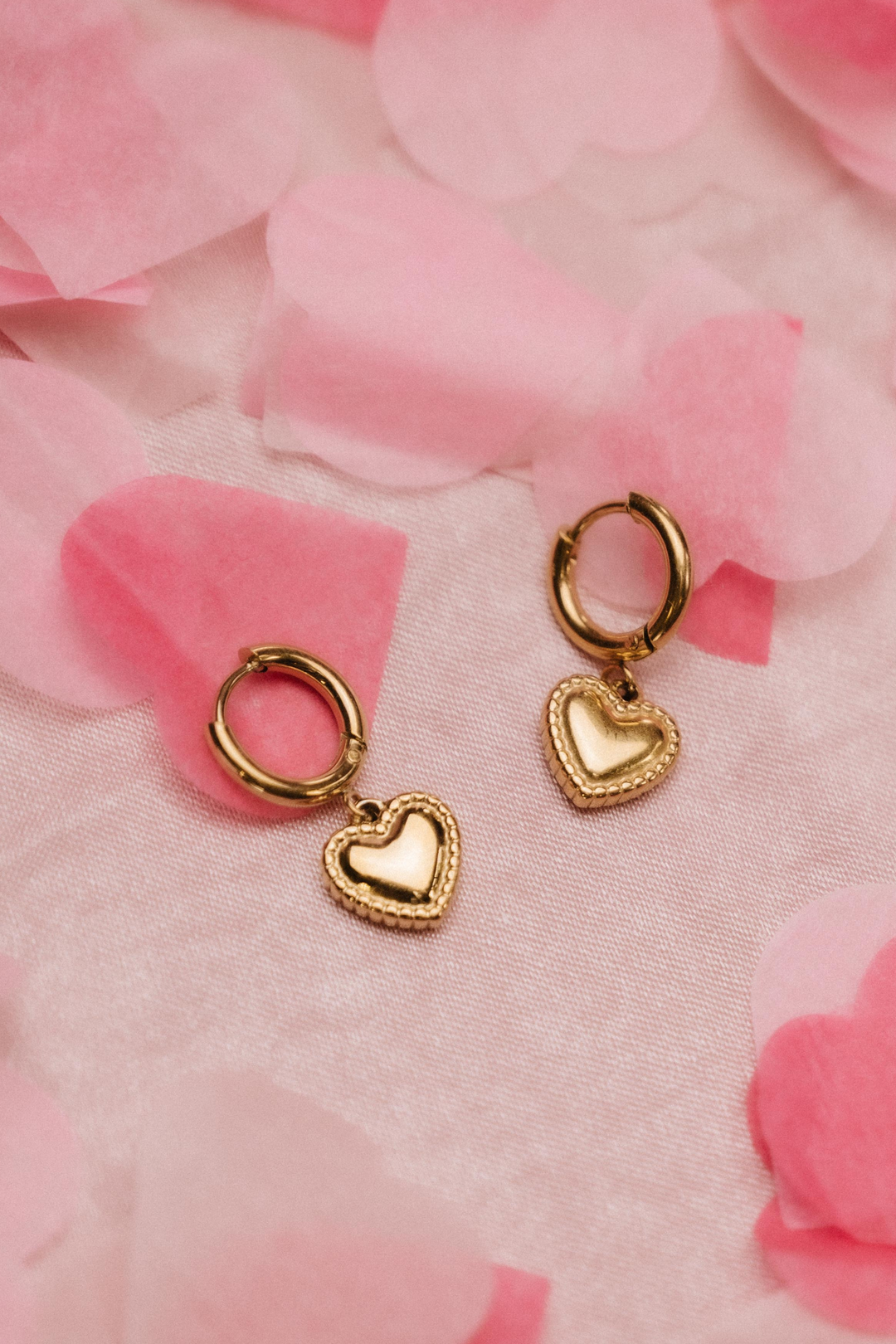 Pillow Heart Charm Hoops