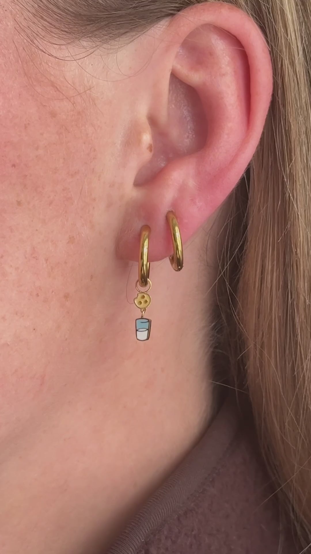 Milk and Cookies Enamel Hoop Charm