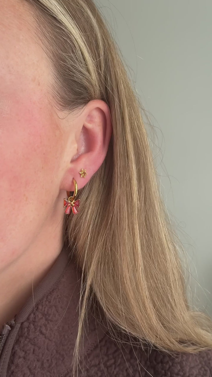 Clara Bow Hoop Charm - Garnet