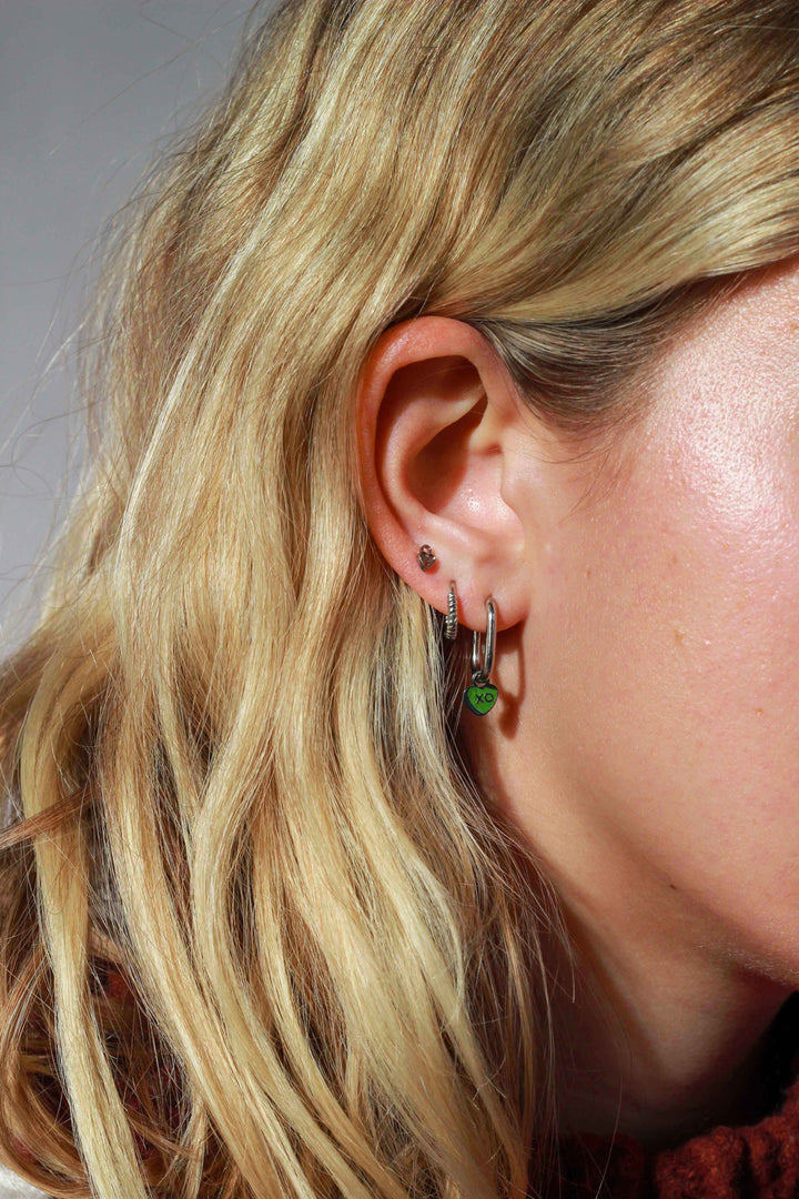 XO Candy Heart Enamel Charm - Green