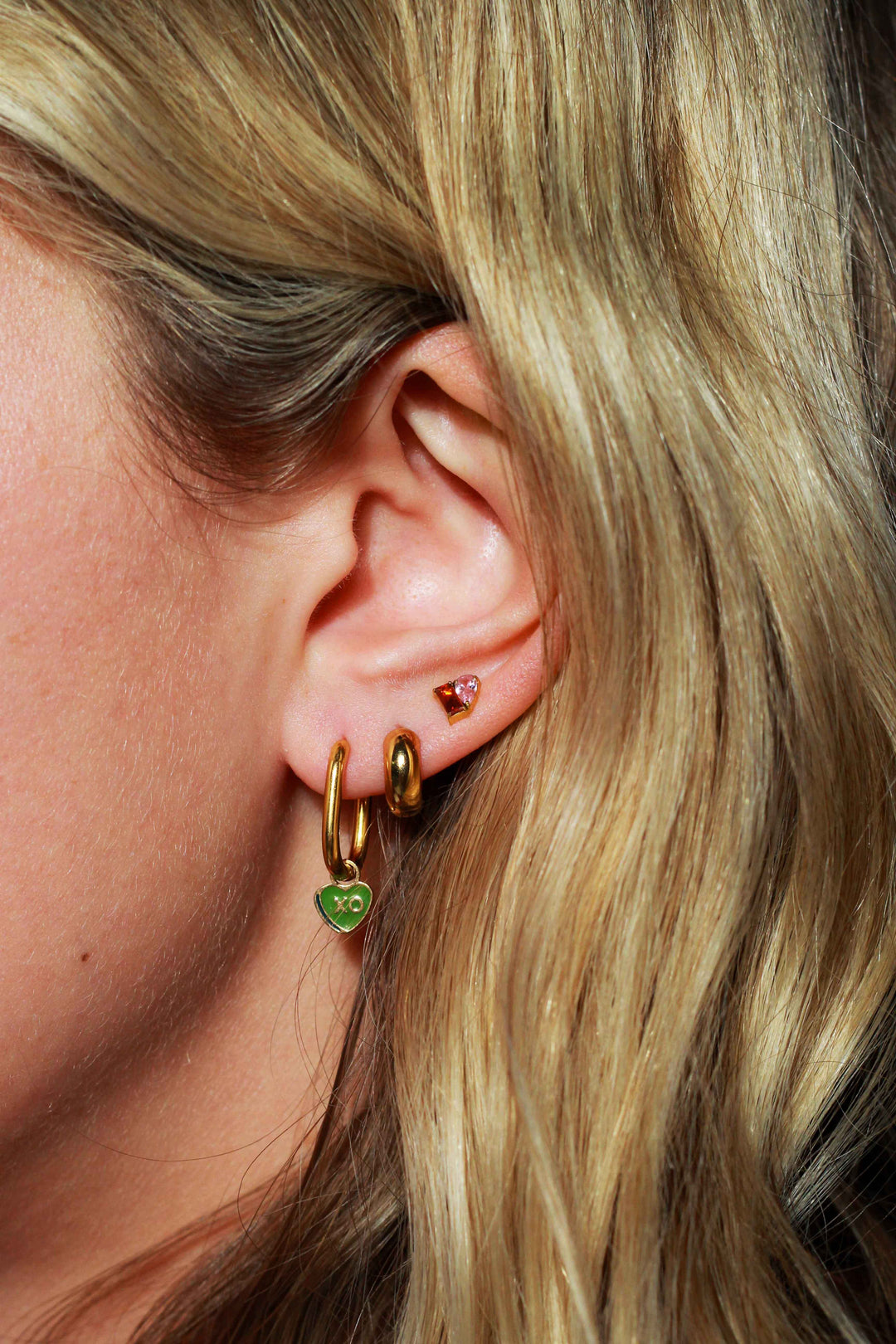 XO Candy Heart Enamel Charm - Green