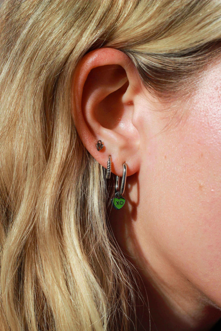 XO Candy Heart Enamel Charm - Green