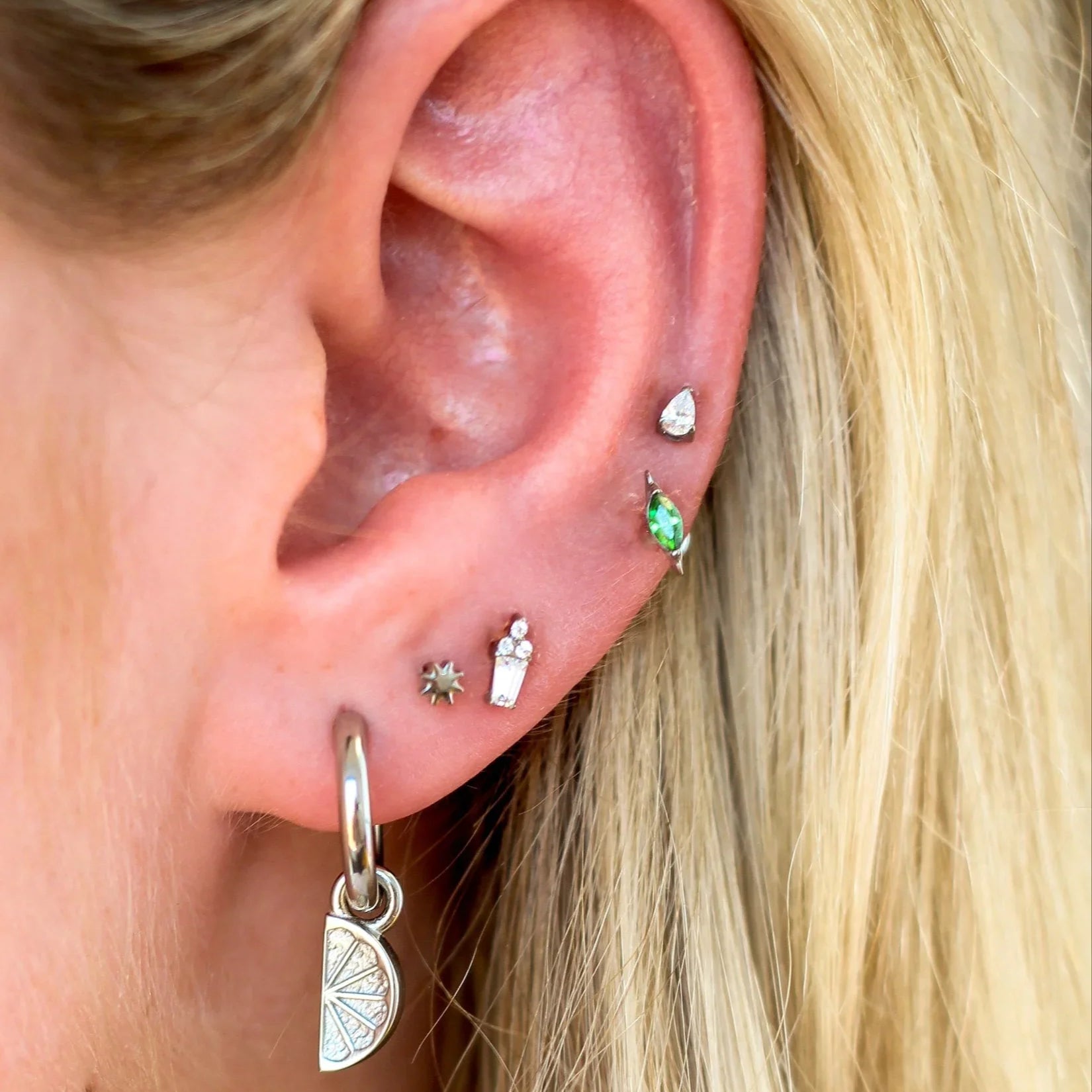 Lemon-Lime Soda Drop Flat Back Stud