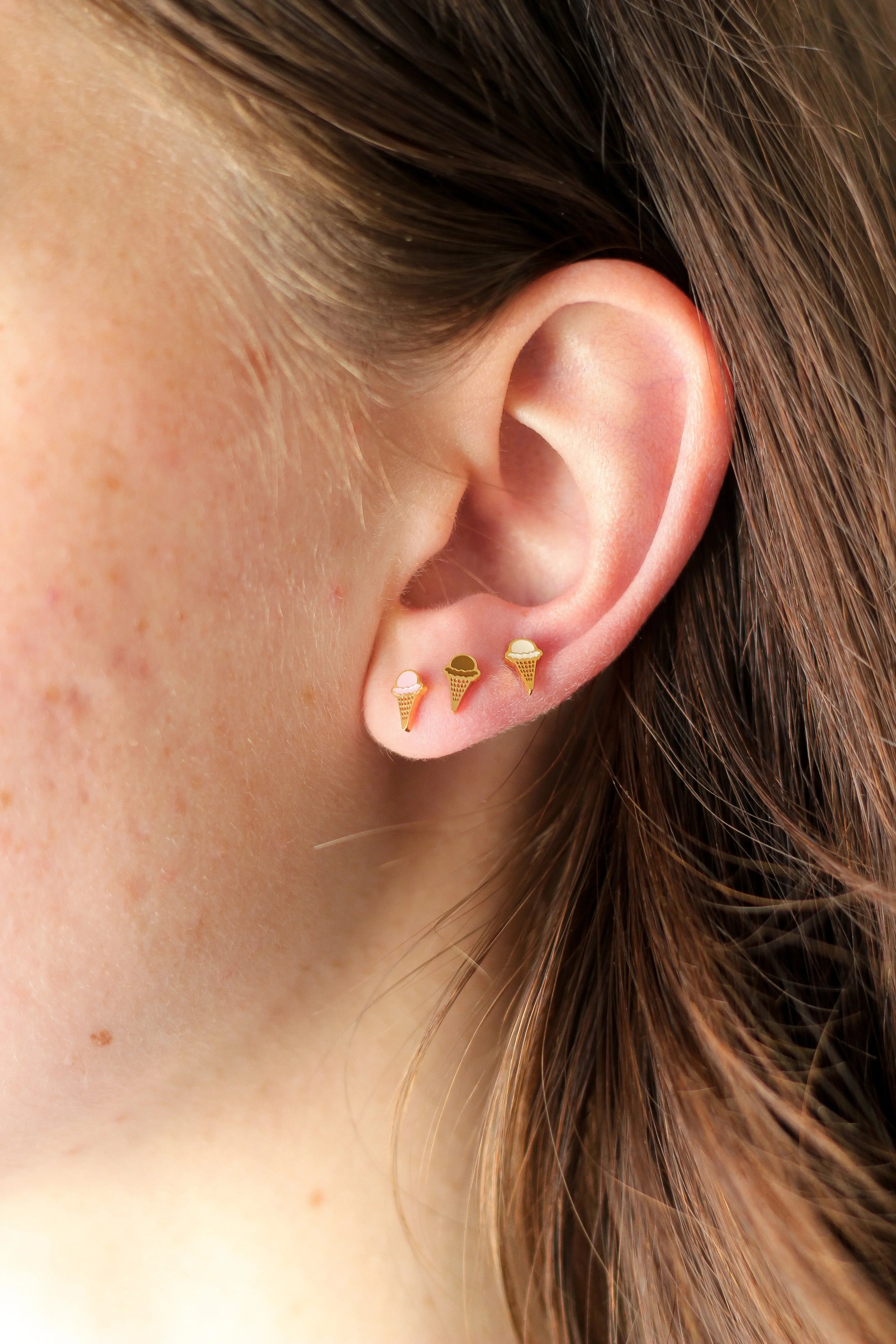 Ice Cream Cone Enamel Flat Back Stud