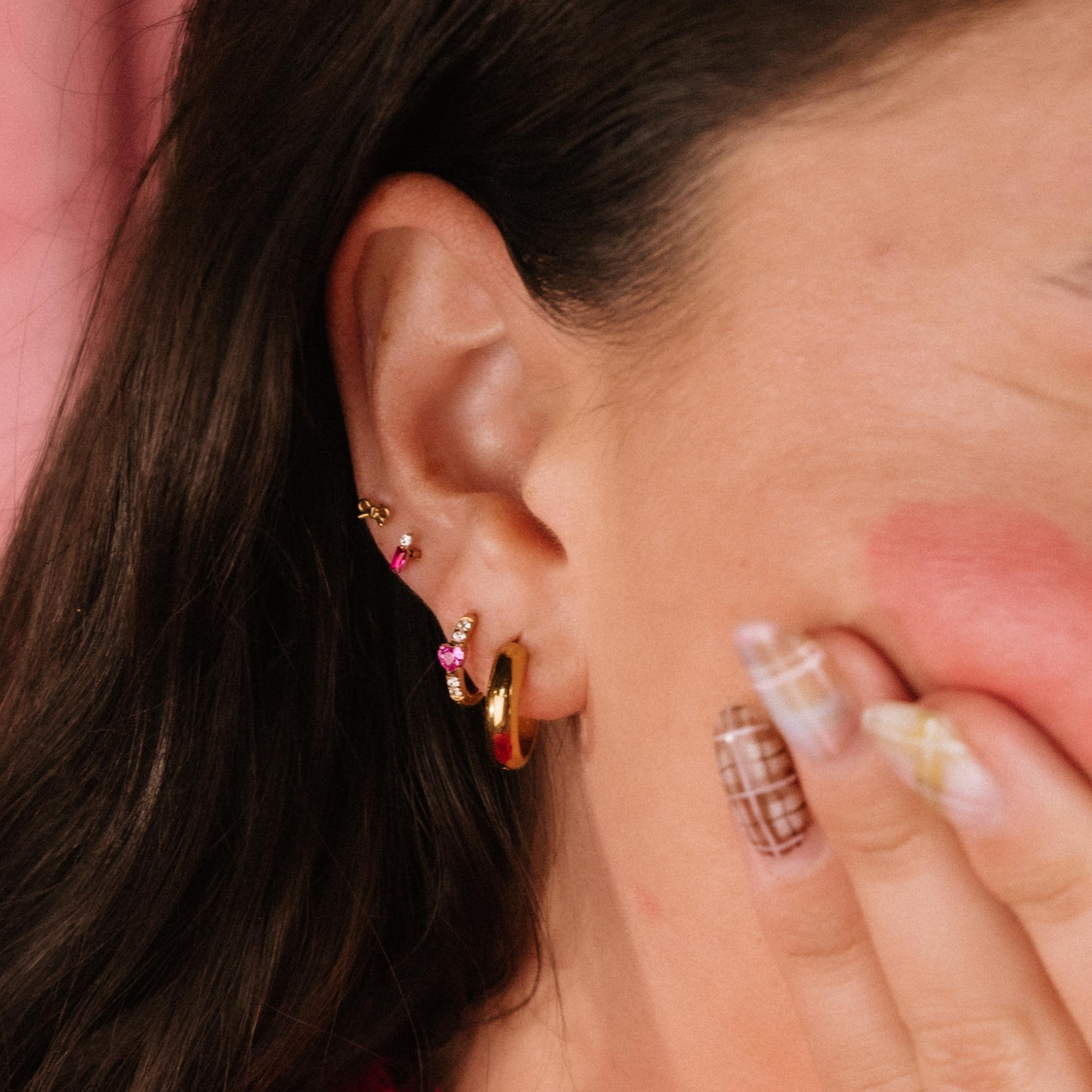 Sweetheart Titanium Hoops - Rose