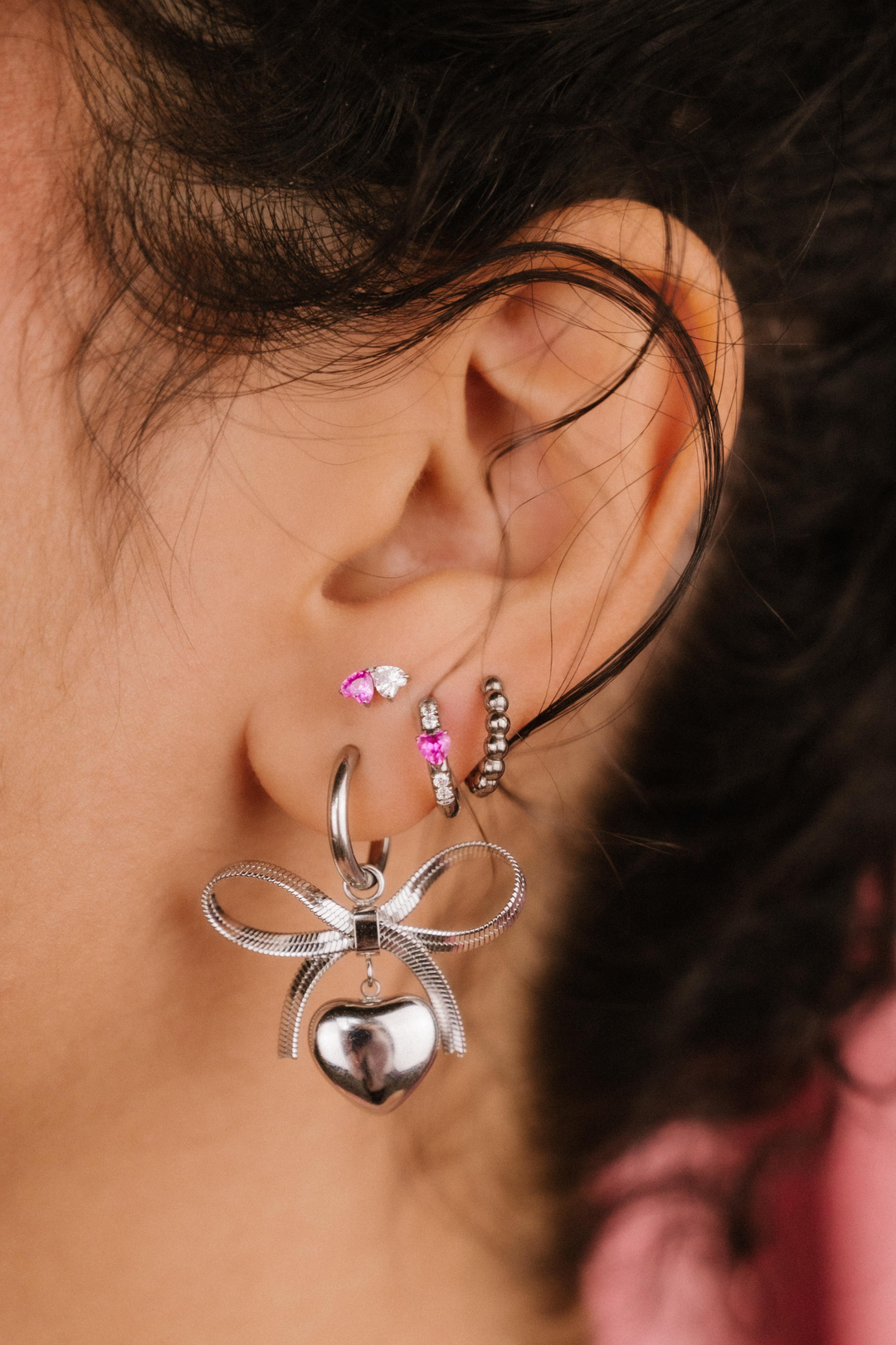 Sweetheart Titanium Hoops - Rose