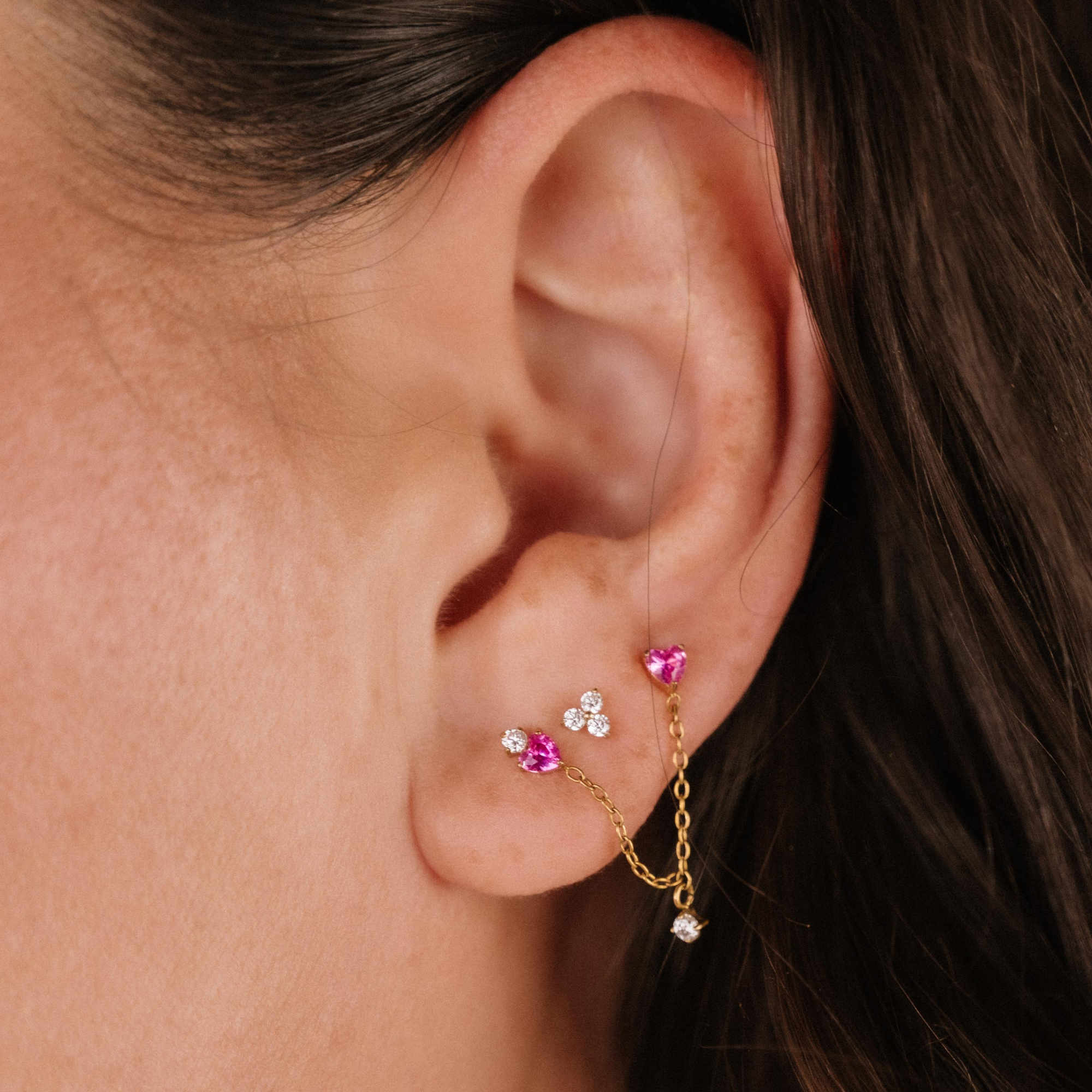 Two of Hearts Flat Back Stud