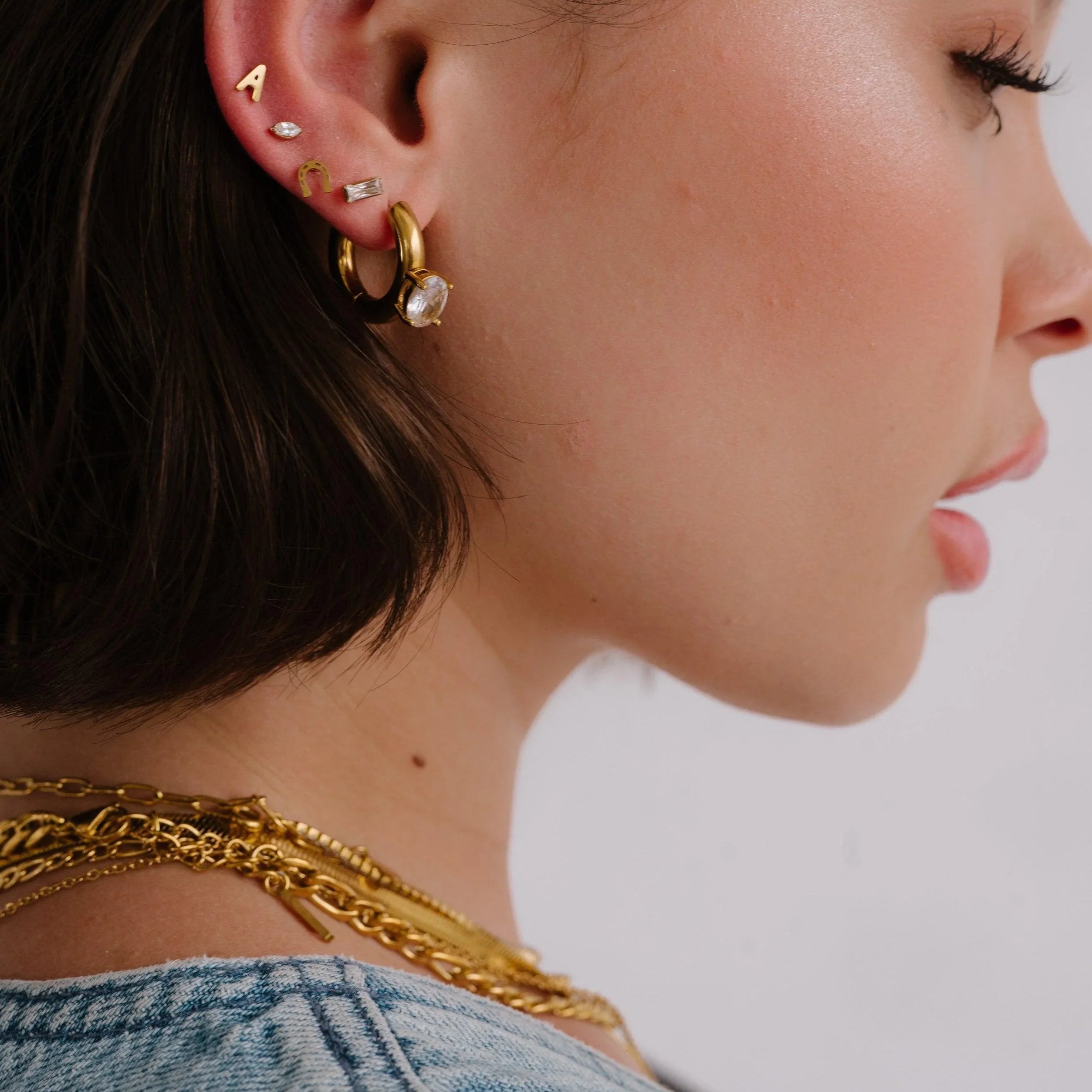 Bezel Baguette Flat Back Stud