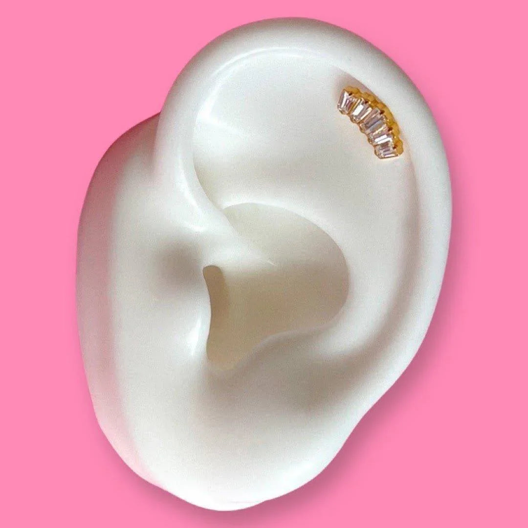 Blaze Curve Zirconia Flat Back Stud