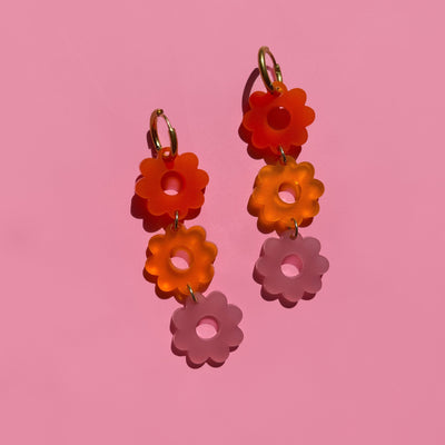 Daisy Chain Hoop Earrings - End of Summer colorway