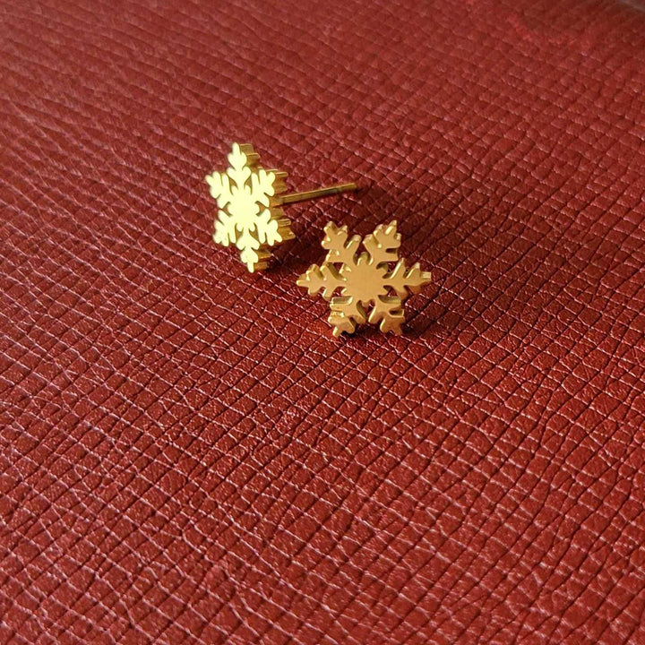Snowflake Butterfly Back Stud Earrings