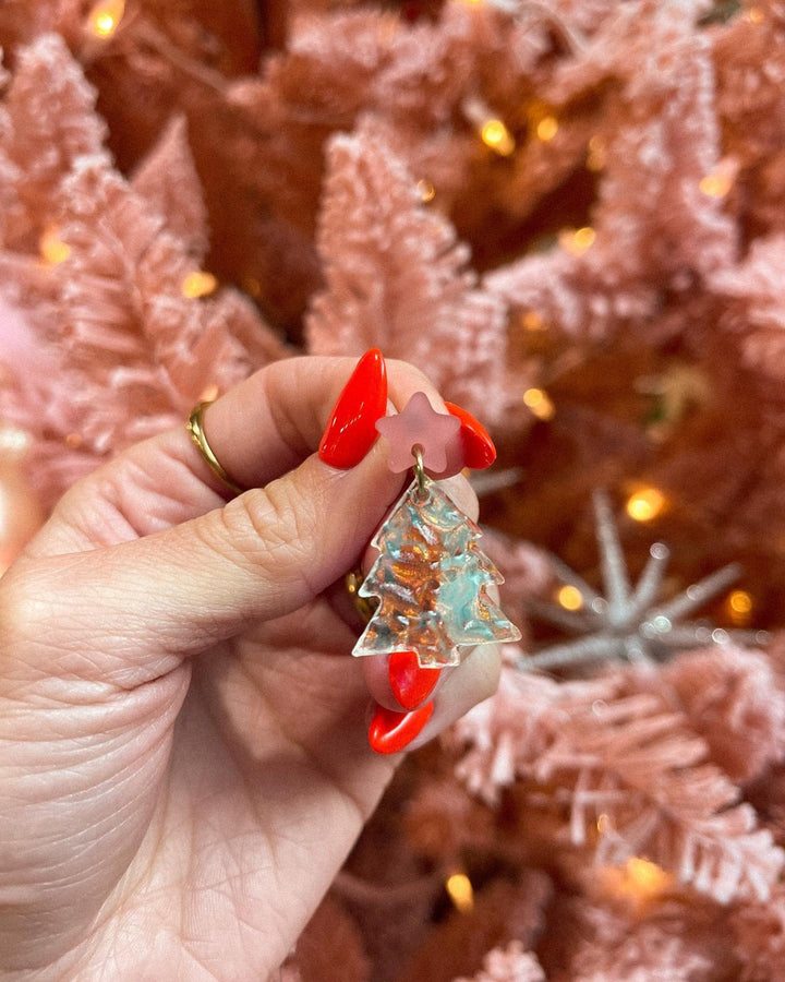 Christmas Cheer Tree Butterfly Back Earrings