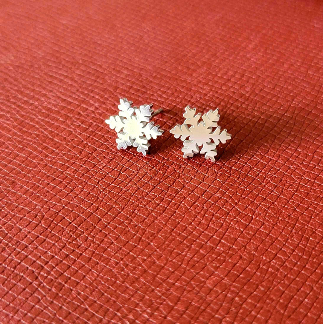 Snowflake Butterfly Back Stud Earrings
