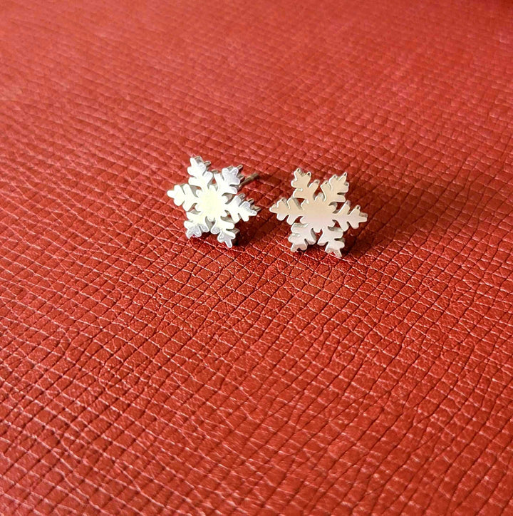 Snowflake Butterfly Back Stud Earrings
