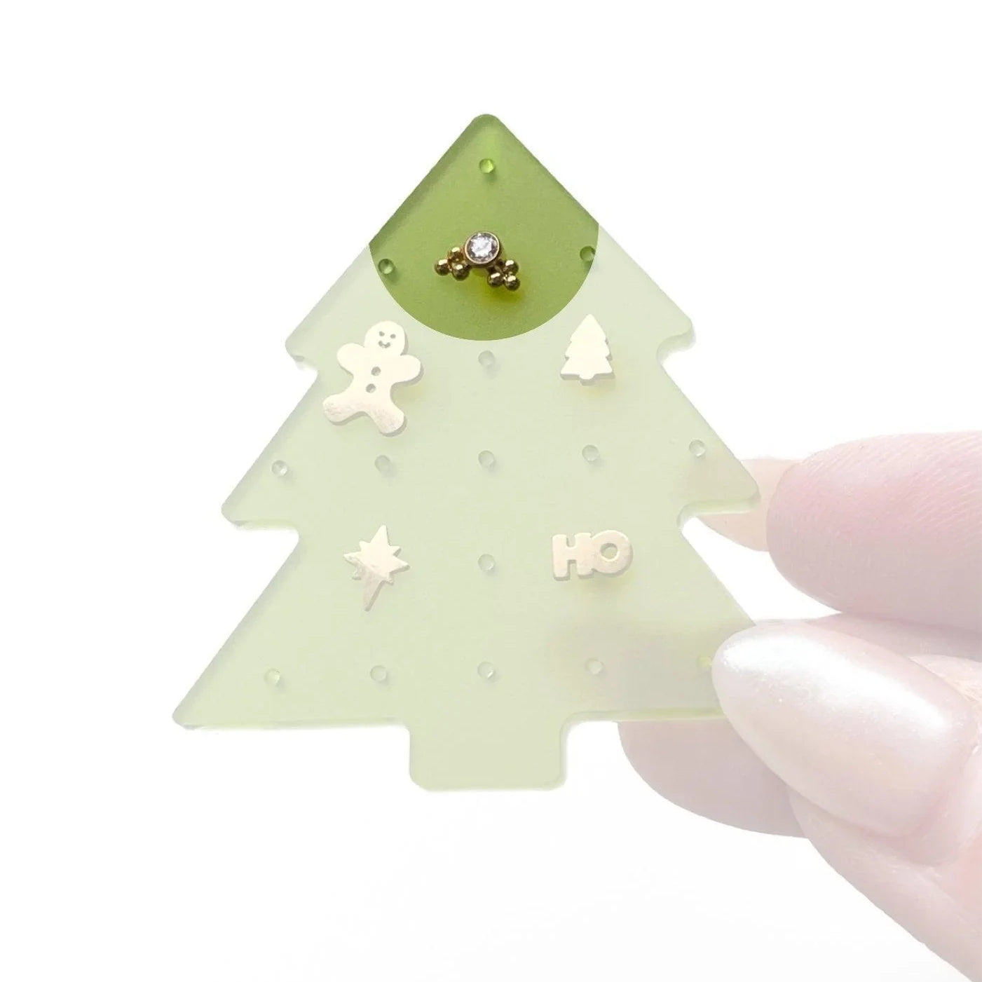 Festive Holly Flat Back Stud