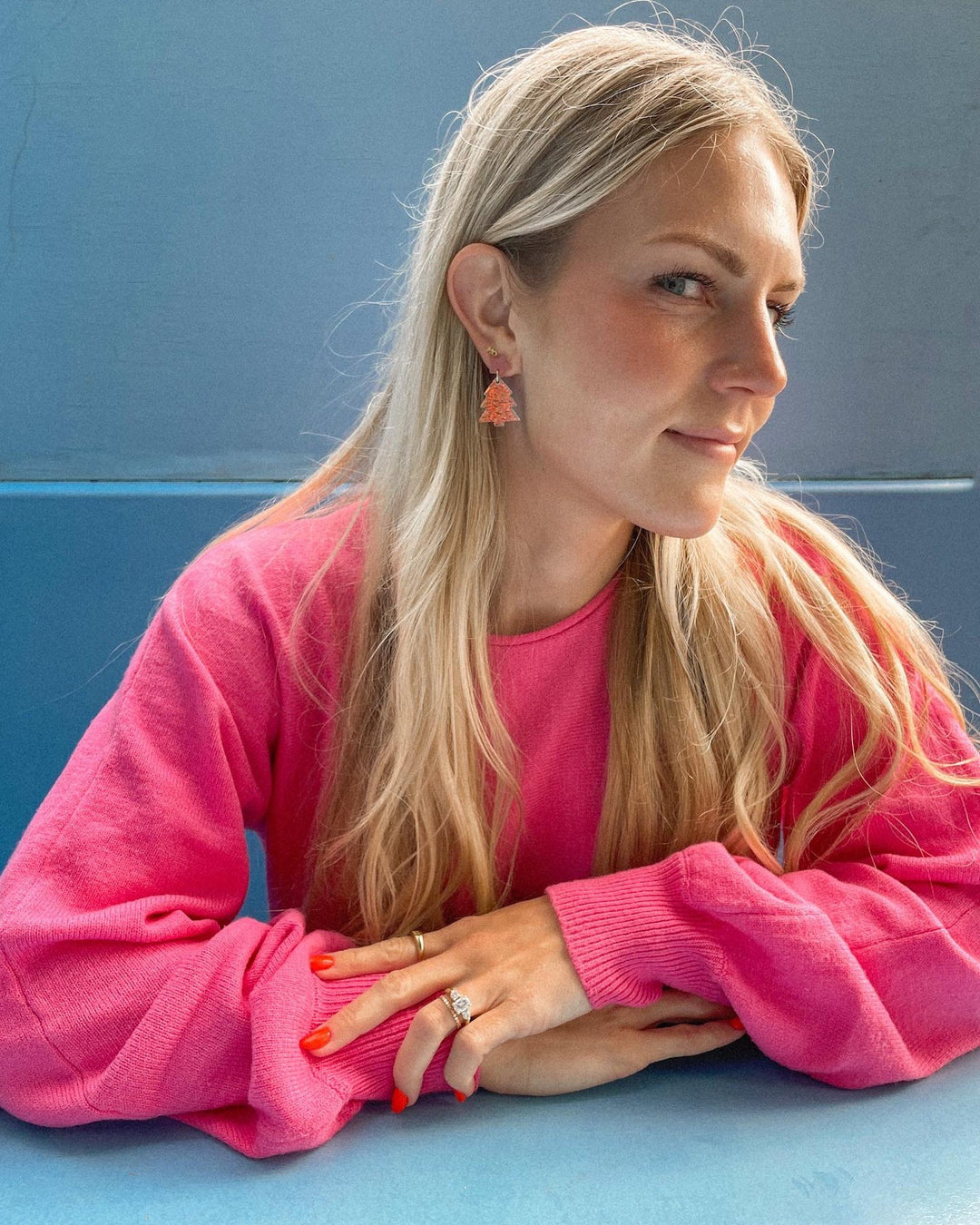 Christmas Cheer Tree Butterfly Back Earrings