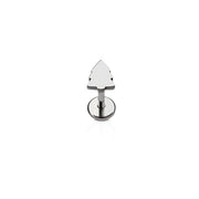 Silver tree-shaped earring on a white background