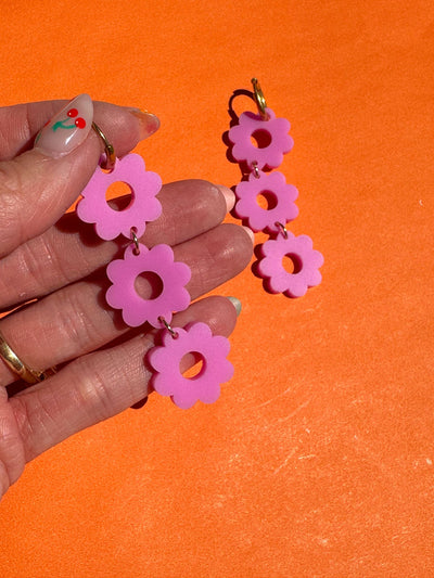 Bubblegum Pink Daisy Chain Earrings