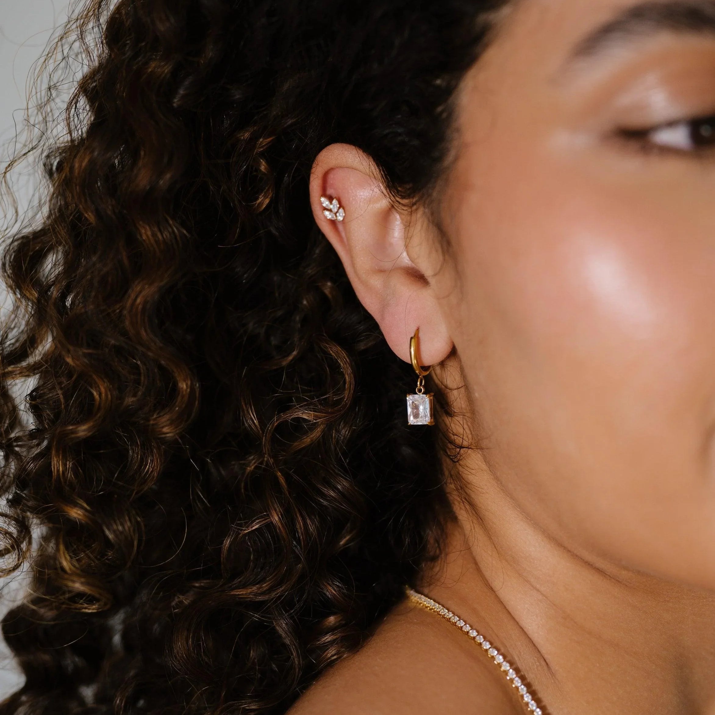 Frozen Leaf Flat Back Stud