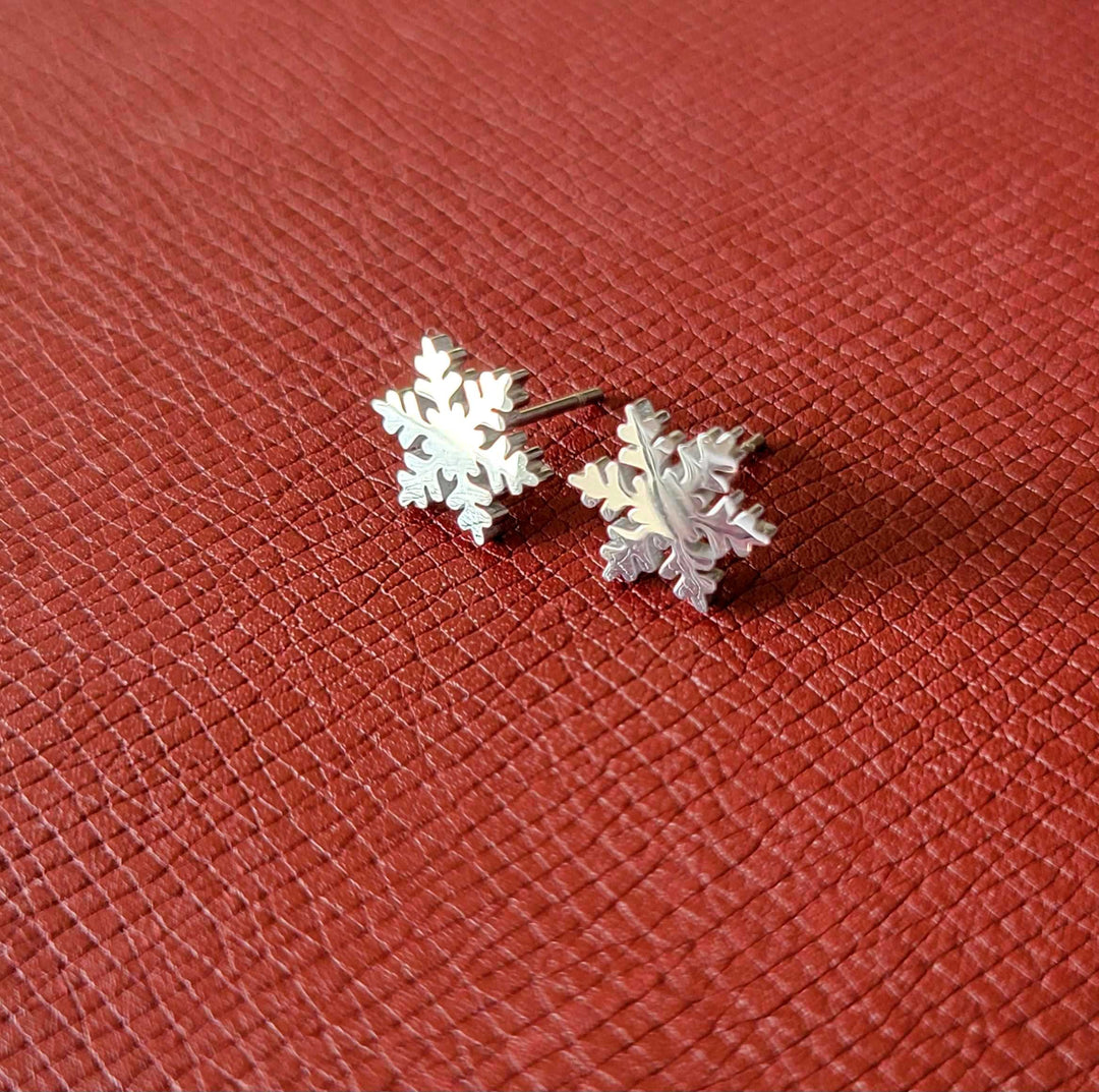 Snowflake Butterfly Back Stud Earrings