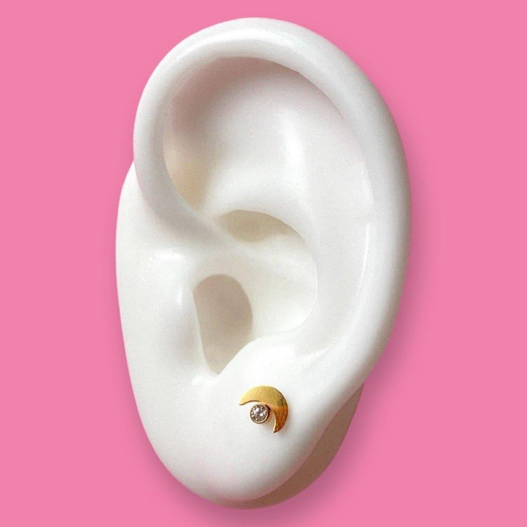 Zirconia Moon Flat Back Stud
