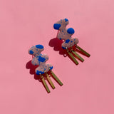 Terrazzo Loper Earrings - Cobalt & Strawberry