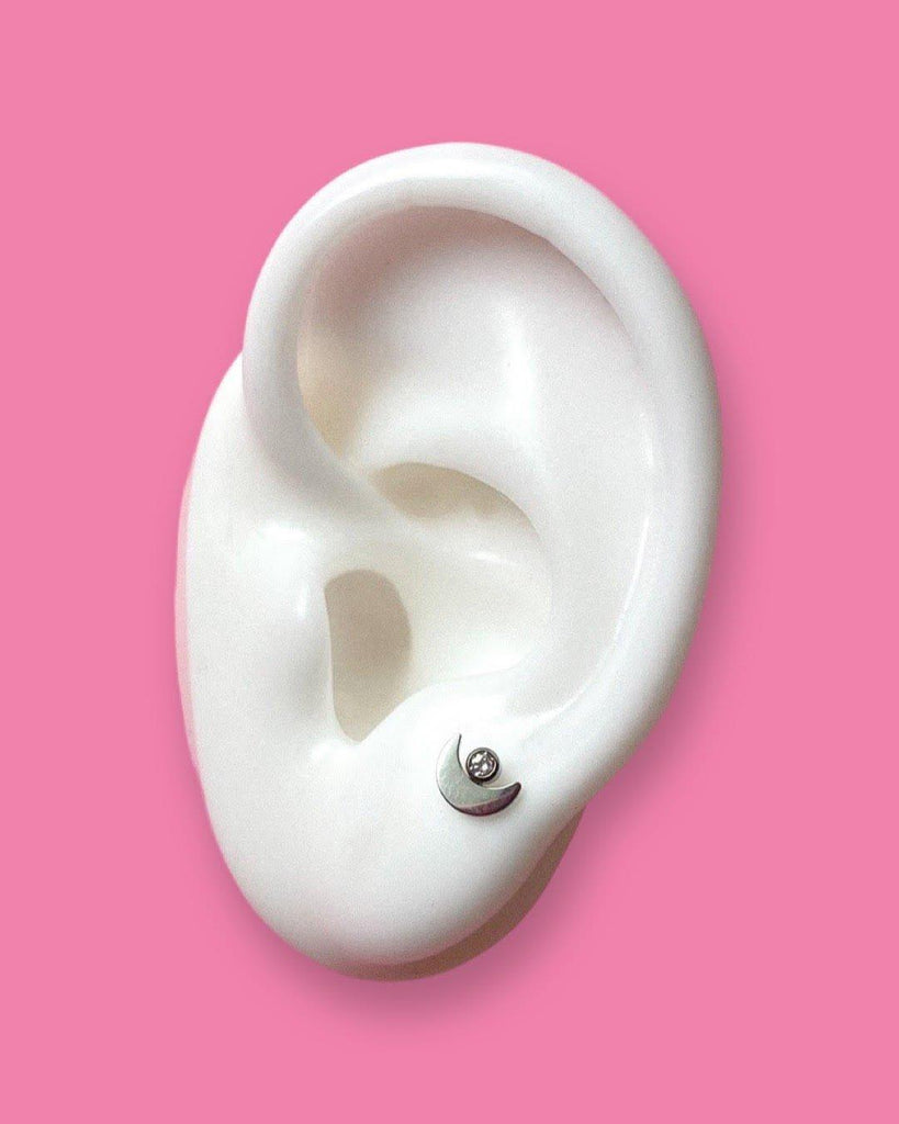 Ziria Designs Textured Moon Studs - Brass
