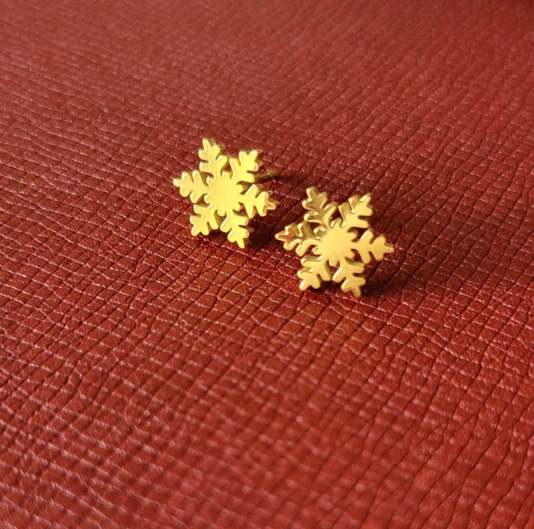 Snowflake Butterfly Back Stud Earrings