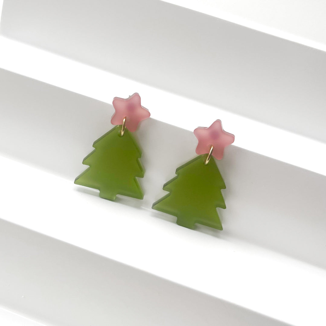 Christmas Cheer Tree Butterfly Back Earrings