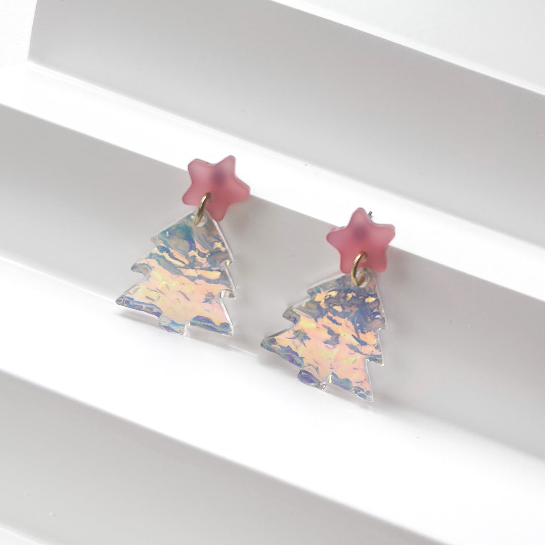 Christmas Cheer Tree Butterfly Back Earrings