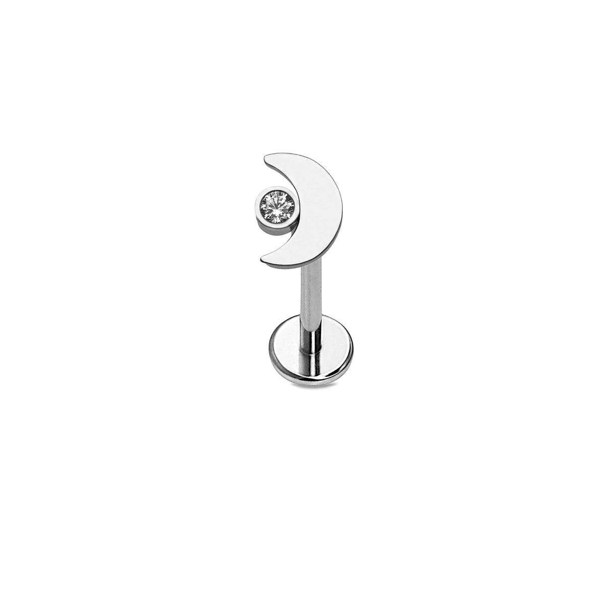 Zirconia Moon Flat Back Stud